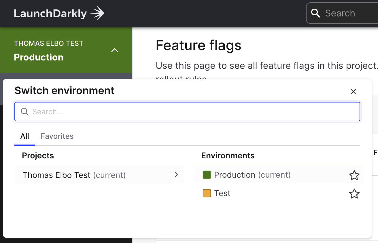 LaunchDarkly has a separation of Projects, where each Project can have several Environments.