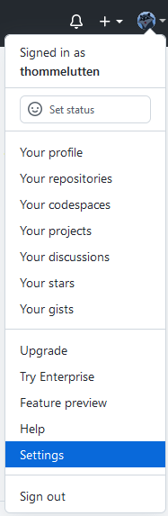 Go to your GitHub account Settings page